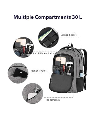 MATEIN Travel Laptop Backpack, 17 Inch Work TSA Approved Carry on Backpack, Large Computer Business Bag for Men Women with Trolley Sleeve and Anti Theft Pocket, College School Ruck thumbnail 5