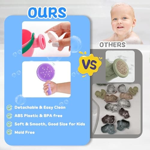 Baby Bath Toys for Kids Ages 1-3 5 PCS Toddler Bath Toys Mold Free for 2-4 Bathtub Sand Beach Pool Water Toddler Toys & Christmas Birthday Gifts (Color Random)