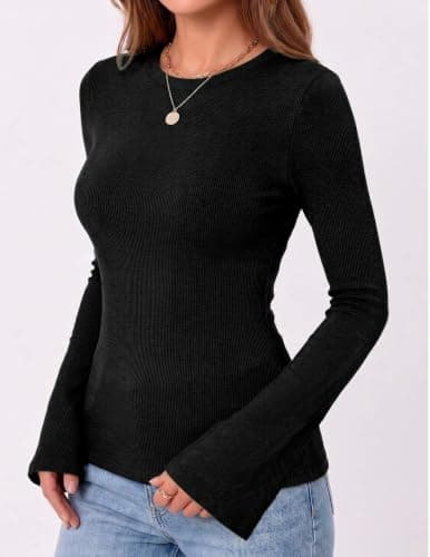 Zeagoo Womens Shirts Long Sleeve Slim Fit Fashion Fall Cute Ribbed Tops thumbnail 7