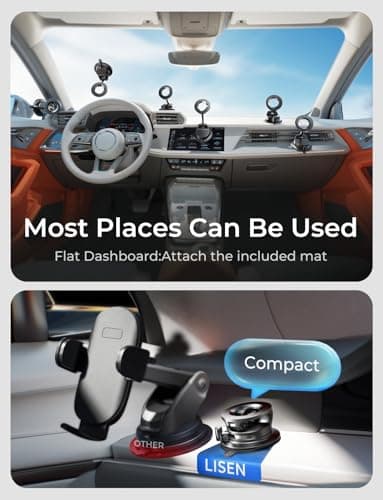 LISEN for Magsafe Car Mount, Magnetic Phone Holders for Your Car Vacuum, Phone Mount for Car Accessories for Women Men Jeep BMW, Suction Phone Holder Gifts Kits, for iPhone 17 Pro  thumbnail 3