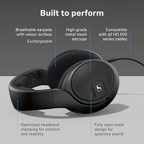 Sennheiser HD 560S Open-Back Over-Ear Wired Headphones – Neutral, Natural Sound for Music, Gaming, and Content Creation, Black thumbnail 9