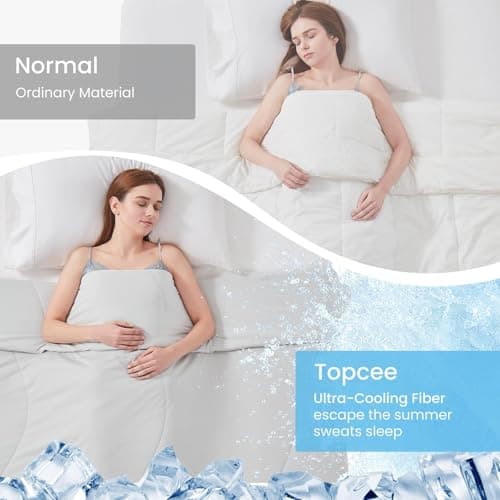 Topcee Cooling Comforter Queen Size - 90"x90" Cooling Blanket for Hot Sleepers Menopause Q-max 0.45 Double-Sided Cooling Design Everlasting Cold Touch Summer Ice Blanket for Night 