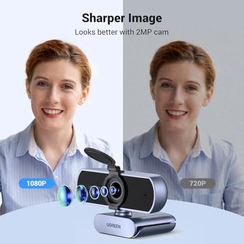 UGREEN Full HD 1080P Webcam with Microphone, 2 Noise-Canceling Mics, 85° Fov & Fixed Focus, Plug and Play, Auto Light Correction, Privacy Cover PC Camera for Zoom/Skype/Teams, Swit thumbnail 2