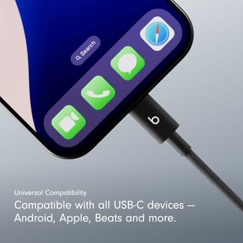 Cable Trenzado Beats USB-A a USB-C Carga Rápida y Antienredos (1.5m) - Negro Bolt