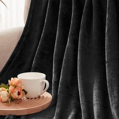Exclusivo Mezcla Fleece Black Throw Blanket for Couch, Sofa, Super Soft and Warm Blankets, All Season, Cozy, Plush, Lightweight, 50x60 Inches thumbnail 7