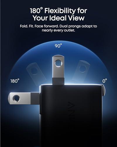 Cargador Anker Nano USB C 45W con Pantalla Inteligente, Enchufe Plegable y Modo Cuidado (Azul)