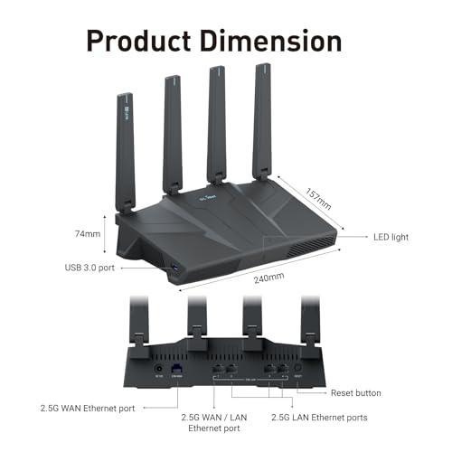 GL.iNet GL-BE6500 (Flint 3e) WiFi 7 Router, High-Speed WiFi Router for Wireless Internet w/VPN, 5 x 2.5G Ethernet Port for Fiber Optic Modem, Long Range Large Home, Business & Gami thumbnail 8