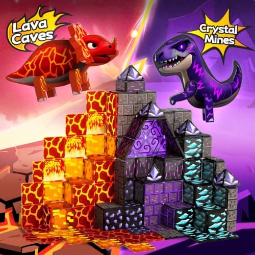 GobiDex Magnetic Tiles Lava & Cave Dinosaur Toys for Kids 3-5 5-7 thumbnail 2