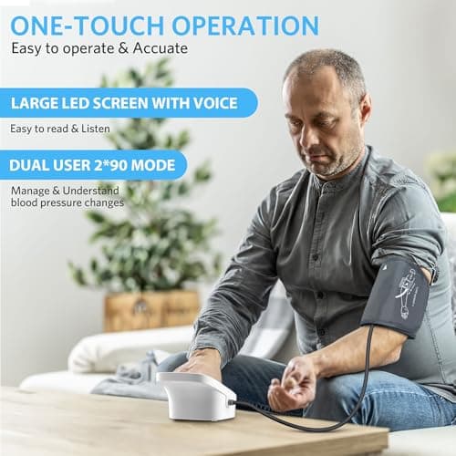 BESTEK Blood Pressure Monitor, Automatic Arm Blood Pressure Monitors for Home Use, Digital Large LED Voiced Broadcast BP Cuff Comfortable and Portable for Home Travel (9"-17" Adjus thumbnail 6