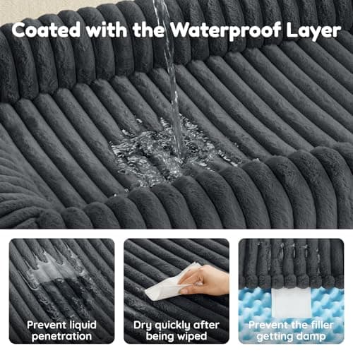 ChiXnuggle Faux Fur Orthopedic Dog Bolster Bed, Waterproof Washable Cover | rectangular dog sofa couch,egg crate foam,non-slip bottom,for large dogs,dark grey,35*28*7 thumbnail 5