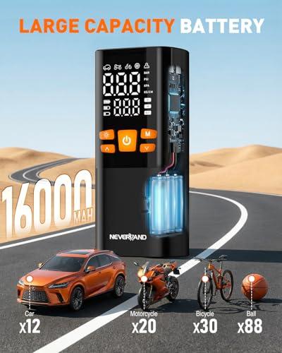 Miniatura de Inflador de Llantas Portátil NEVERLAND Inalámbrico y 12V con Autoapagado 3