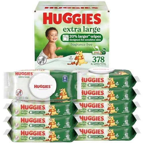 Huggies Toallitas Húmedas XL Sin Olor, 9 Paquetes con Tapa, 378 en Total