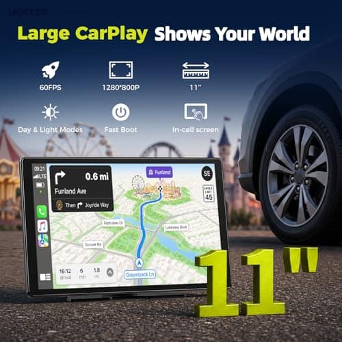 LAMTTO 11" Wireless CarPlay Screen with in-Cell Display - Dual-Band WiFi, OTA Updates & Mirror Link for iPhone & Android, A Thoughtful Gift for Family & New Drivers thumbnail 2