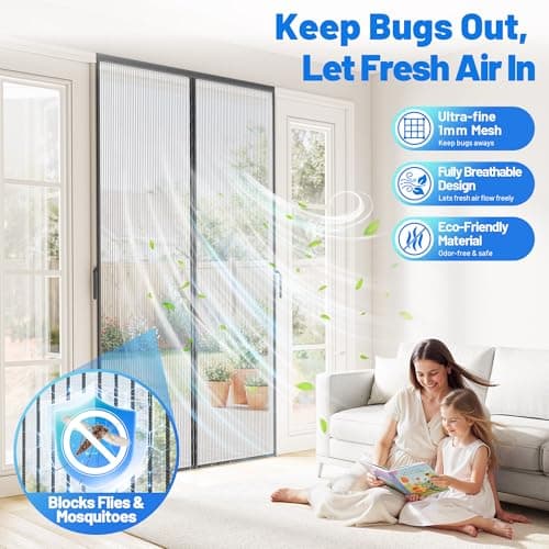 Miniatura de Heavy Duty Magnetic Screen Door Mesh, Door Net Screen with 50 Magnets 2