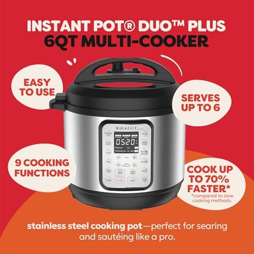 Instant Pot Duo Plus 9-in-1 Multicooker, Pressure Cooker, Slow Cook, Rice Maker, Steamer, Sauté, Yogurt, Warmer & Sterilizer, Includes App with Over 800 Recipes, Stainless Steel, 6 thumbnail 3