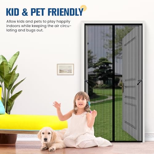 BlissTrends Magnetic Screen Door, Door Screen Magnetic Closure, Patio Screens for Patios Outside Outdoor, Mesh Screen Doors with Magnets Pet Friendly, Screen for Door to Keep Bugs 