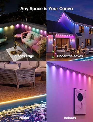 Miniatura de Luces Exteriores Permanentes Inteligentes RGB de 200 Pies, Control App/Remoto, Música, IP65 4