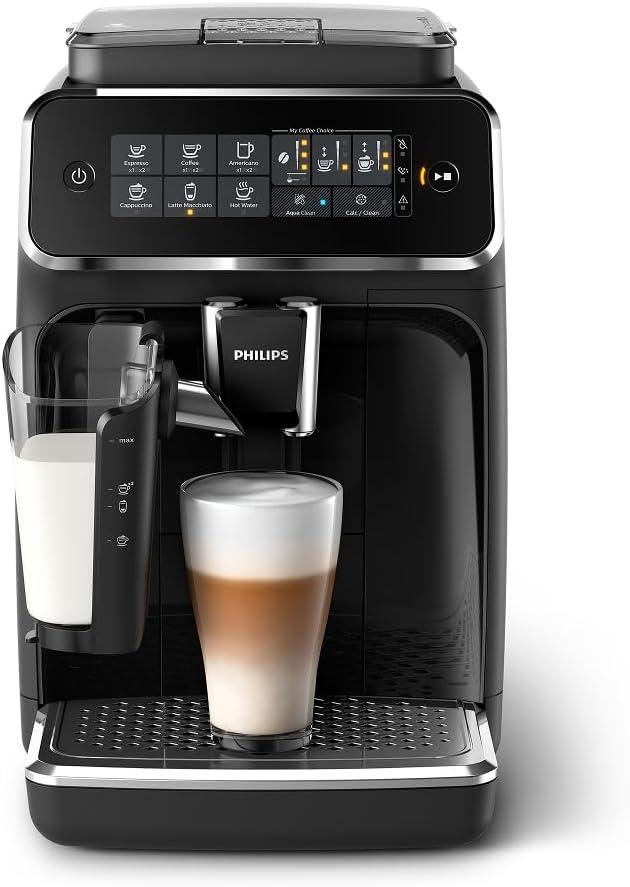 Philips 3200 Series Fully Automatic Espresso Machine, LatteGo Milk Frother, 5 Coffee Varieties, Intuitive Touch Display