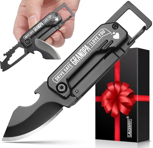 Grandpa Gifts for Christmas - Gifts for Grandpa, Keychain Multitool with 1.8inch Blade - Fathers Day Birthday Gift for Grandpas - Small Knife for Every Day Carry, Portable Tool for