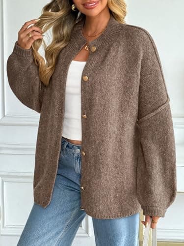 LILLUSORY Womens Oversized Chunky Cardigan Sweaters 2026 Fall Cozy Jacket | Cute Long Sleeve Old Money Clothes, Trendy Travel Airport Outfits, Winter Fashion Clothing