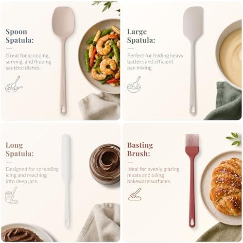 Astercook 6-Piece Silicone Spatula Set, 560°F Heat Resistant Rubber Spatulas with Stainless Steel Core, Nonstick Safe & Dishwasher Safe Baking Spatula Set for Cooking & Mixing, Mac thumbnail 8