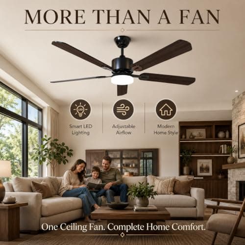STANDLE 42 Inch Ceiling Fans with Lights and Remote Control, Black
