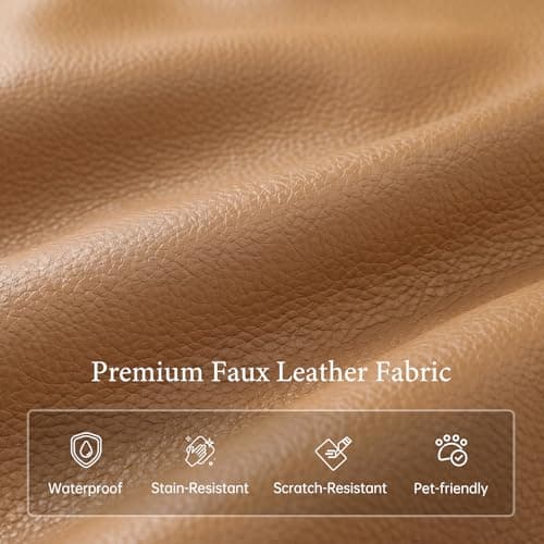 Vesgantti 100" L-Shaped Faux Leather Sectional Couch, Wide Seating, Camel