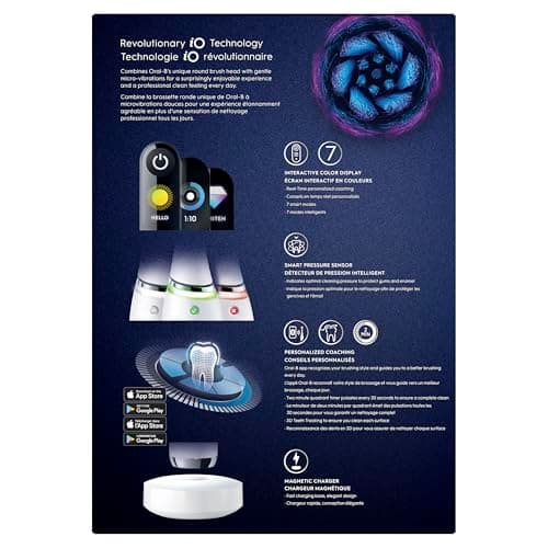 Miniatura de Cepillo Eléctrico Recargable Oral-B iO9 Genius, Pantalla, 7 Modos, Estuche, 4 Cabezales 11
