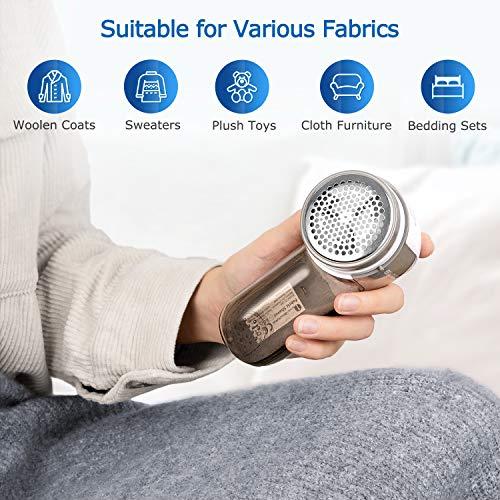 BEAUTURAL Fabric Shaver and Lint Remover, Sweater Defuzzer with 2-Speeds, 2 Replaceable Stainless Steel Blades, Battery Operated, Remove Clothes Fuzz, Lint Balls, Pills, Bobbles Gr thumbnail 6