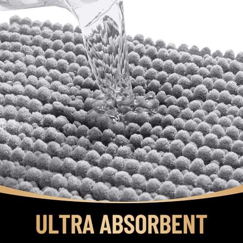 Tapete de Baño OLANLY Grueso, Suave y Súper Absorbente de Chenilla con Antiderrapante