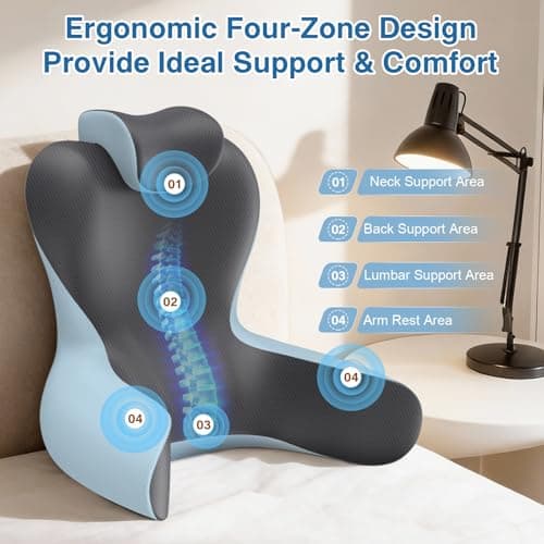 Reading Pillow for Sitting in Bed,22" H Back Support Pillow for Sitting up,Back Rest & Lumbar Support Pillows with Arms, Bed Rest Chair Cushion,Chaise Lounges Reclining,Gaming,Work