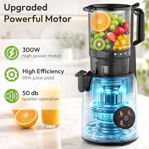 INSMART Juicer Machines, 3-in-1 Cold Press Juicer High Juice Yield | 300W Slow Masticating JuicerS Extractor Machine for Whole Fruits/Vegetables, Low Noise and Safety Lock