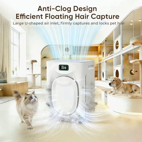 Purificador de Aire para Mascotas, Hogares Grandes (Hasta 2500 ft²), Filtro H13 HEPA Lavable, Monitor PM2.5 y Modo Auto