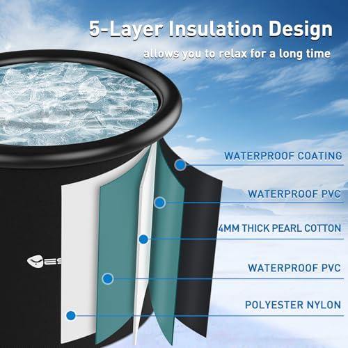 Yesker 110 Gal Oval Ice Bath Tub with Air Ring, Portable Multi-Layered Cold Plunge Tub with Lid for Athletes, Foldable and Inflatable, One Person Hot Bathtub at Gym, Yard, Home, Ou thumbnail 5