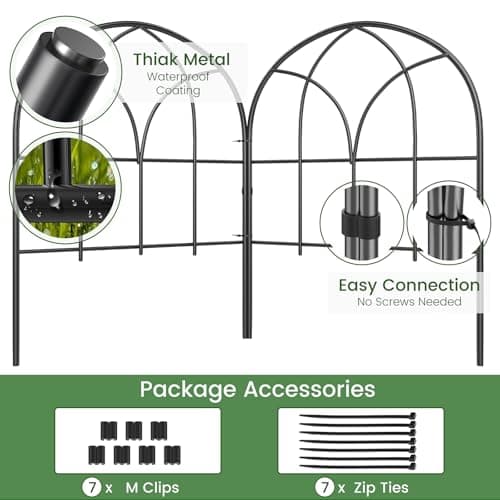Youpehom Small 12.55"*16.53" Decorative Garden Fencing Border, No Dig Fences Barrier, Black Metal Fence, Garden Edging Fence Panel, Dog Fence Outdoor for Yard, Flower Bed (6 pcs) thumbnail 2