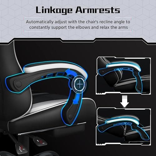 Yaheetech Gaming Chair with Footrest Massage Lumbar Pillow Black and White thumbnail 9