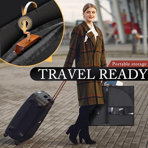 Hleelomi 5 Pack 40-inch Suit Bag Garment Bag for Travel and Storage, Garment Bags for Hanging Clothes with Zipper and Visible Transparent Window, Black thumbnail 3