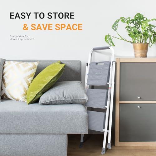Escalera Plegable NEWBULIG de 3 Peldaños: Segura y Portátil