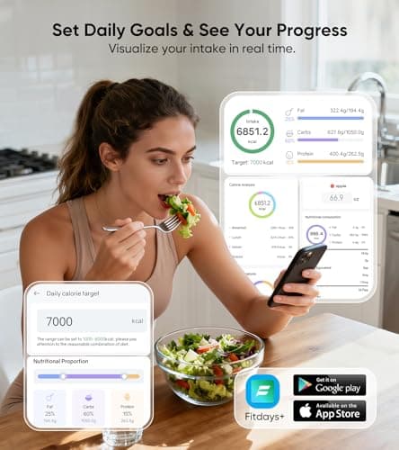 Báscula de Cocina Inteligente KUAIVO con Pantalla LED y Seguimiento Nutricional