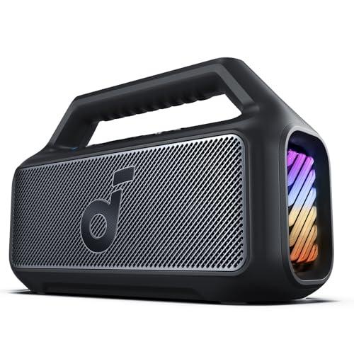 Soundcore Boom 2 By Anker, Outdoor Speaker, 80W, Subwoofer, BassUp 2.0, 24H Playtime, IPX7 Waterproof, Floatable, RGB Lights, USB-C, Custom EQ, Bluetooth 5.3, Portable for Camping 