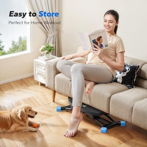 Merach Rocking Steppers for Exercise at Home, Mini Stair Stepper with Resistance Bands, Portable Balance Board Featuring LCD Monitor, 300 lbs Capacity Ski Trainer for Full Body Wor thumbnail 7