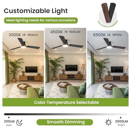 OSTIVE Ceiling Fans with Lights and Remote: 42 Inch Modern Ceiling Fan, Low Profile Flush Mount, Quiet Reversible DC Motor & 3CCT Dimmable LED for Bedroom Living Room Kitchen Indoo thumbnail 8