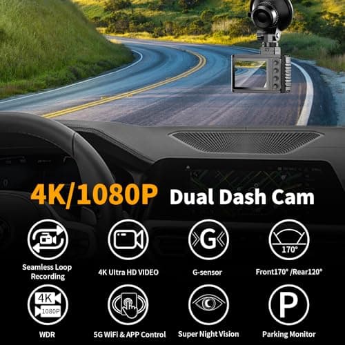 Miniatura de Cámara para Auto Dual 4K (Delantera y Trasera) - WiFi 5GHz, 64GB, Visión Nocturna y Modo Estacionamiento 24H 2