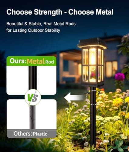 Ahaorigin 8 Pack Solar Pathway Lights Outdoor, 2 Lighting Modes Waterproof Solar Lights Outdoor, Sturdy Metal Rods, Brighter Up to 15Hrs Outdoor Path Lights for Yard Walkway Drivew thumbnail 3