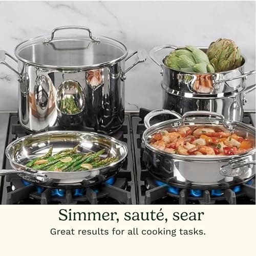 Batería de Cocina Cuisinart Chef's Classic de 11 Piezas, Acero Inoxidable y Compatible con Inducción