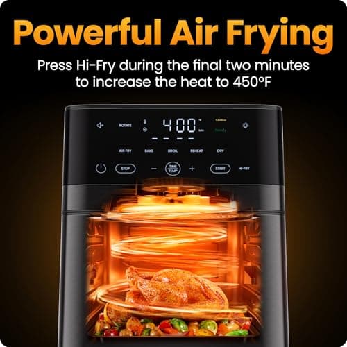 Chefman Air Fryer 6-in-1, XL 14-Quart Multifunctional Airfryer with Touchscreen Controls, Rotisserie, Food Dehydrator, Convection Oven, Bake, Broil, and Reheat Functions, Windowed  thumbnail 8
