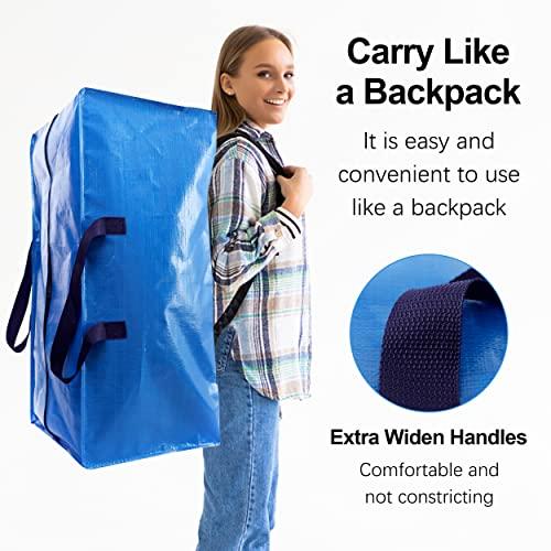 VELVETSURE Heavy Duty Extra Large Moving Bags W/Backpack Straps - Strong Handles & Zippers, Storage Totes For Space Saving, Fold Flat, Alternative to Box and Bin (Set of 6, Multico thumbnail 4