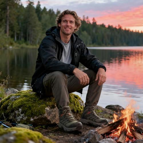 NORTIV 8 Men's Waterproof PRO Hiking Boots Outdoor Lightweight Non-Slip Arch Support Trekking Camping Ankle Boots Armadillo 3.0,Size 8,Army Green,NMUMHB2508 thumbnail 2