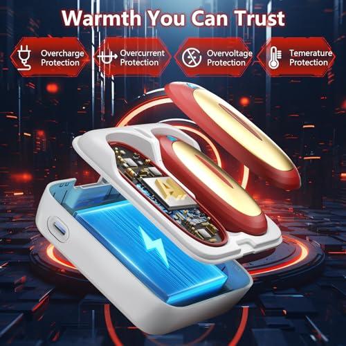 3-in-1 Electric Hand Warmers Rechargeable 2 Pack,14000mAh Portable Dual-Sided Handwarmer with Charging Case, 3 Levels Fast Heating Pocket Warmers,Gifts for Men,Women,Raynauds,Hunti thumbnail 5