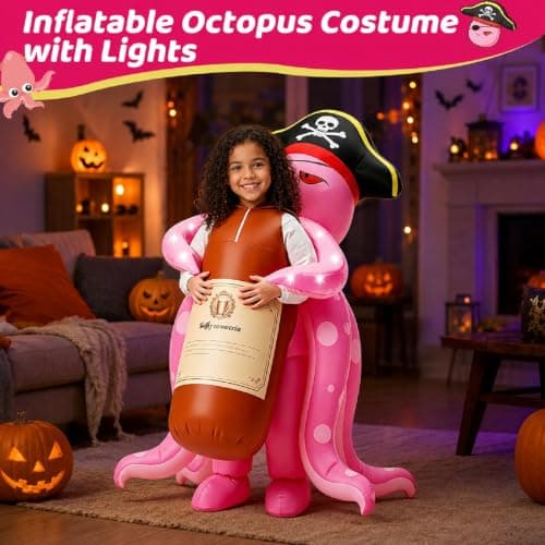 Inflatable Octopus Costume for Kids, Light Up Pirate Halloween Costume